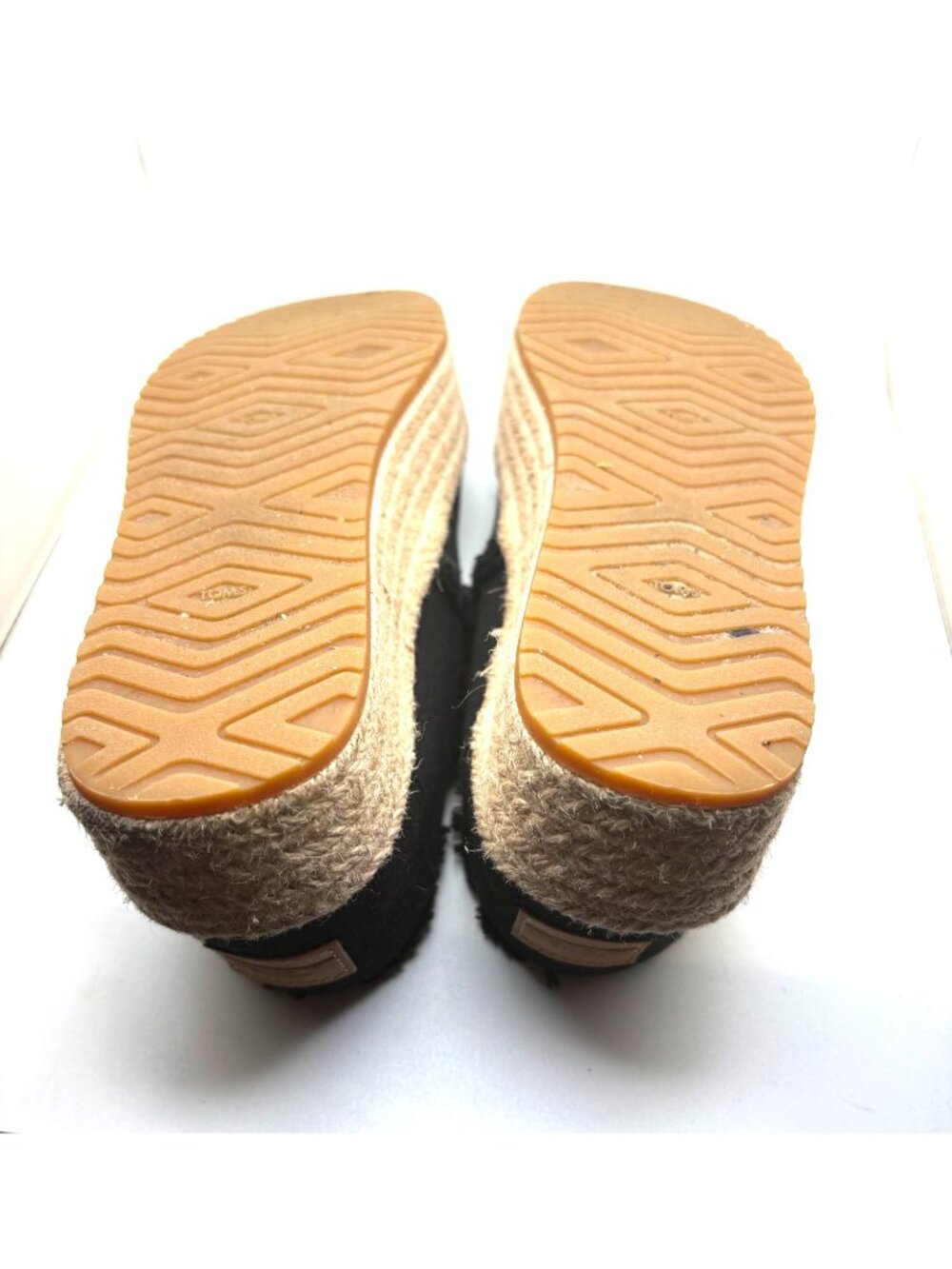 Toms Valencia Womens Black Canvas Platform Espadrilles With Frayed Edges Size 6 - Picture 5 of 6